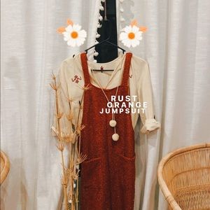 • Rust Orange Jumpsuit with Pockets •